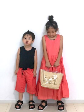 Gu ジーユー のワンピース オレンジ系 を使ったキッズ人気ファッションコーディネート Wear