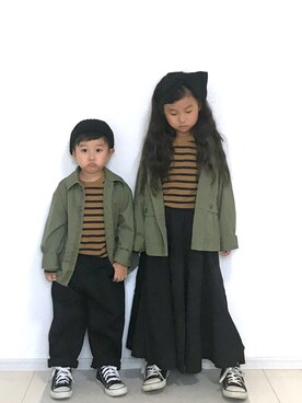 「アイテム（ミリタリージャケット）」を使った、ai☆kaaさん（キッズ・120cm）の秋コーディネート