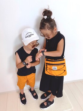 「アイテム（ワンピース/ドレス、ブラック系）」を使った、ai☆kaaさん（キッズ・123cm）の夏コーディネート