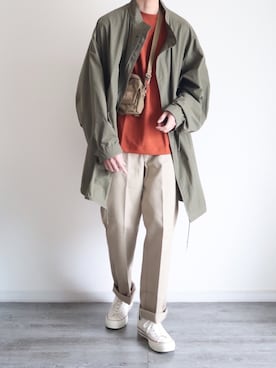 「ミニショルダー」｜「アイテム（モッズコート）」を使った、Gさん（メンズ・182cm）の春コーディネート