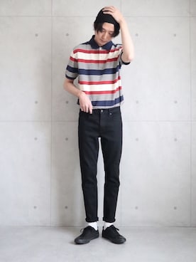 Beams Plus 鹿の子 ボーダー 半袖 ポロシャツを使ったメンズ人気ファッションコーディネート Wear