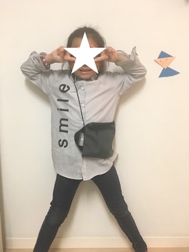 「ZARA（ザラ）のアイテム（シャツ/ブラウス、ブルー系）」を使った、Sachiさん（キッズ）の秋コーディネート