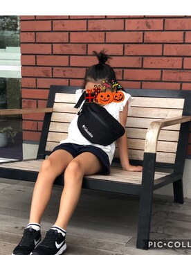 「NIKE（ナイキ）のアイテム（スニーカー、ブラック系）」を使った、Sachiさん（キッズ）の秋コーディネート