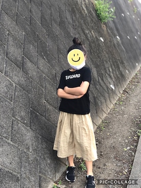 「THE NORTH FACE（ザノースフェイス）のアイテム（Tシャツ/カットソー、ブラック系）」を使った、Sachiさん（キッズ）の夏コーディネート