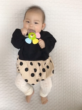 「アイテム（ロンパース、ブラック系）」を使った、siiさん（キッズ・70cm）の秋コーディネート