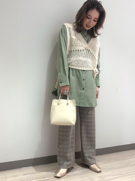 「JEANASIS（ジーナシス）のアイテム（その他トップス）」を使った、mipoさん（レディース・155cm）の春コーディネート