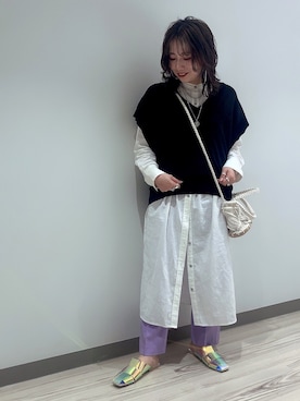 「JEANASIS（ジーナシス）のアイテム（シャツワンピース）」を使った、mipoさん（レディース・155cm）の春コーディネート