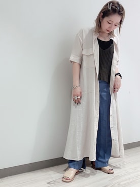 「JEANASIS（ジーナシス）のアイテム（シャツワンピース）」を使った、mipoさん（レディース・155cm）の夏コーディネート