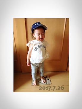「OLD NAVY（オールドネイビー）のアイテム（キャップ）」を使った、zuu.さん（キッズ・80cm）の夏コーディネート