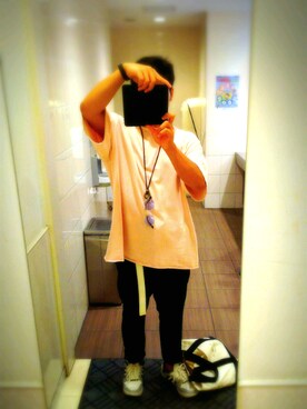 「WEGO（ウィゴー）のWEGO/ピグメントBIGカットソー（Tシャツ/カットソー、ピンク系）」を使った、Wakiさん（メンズ・170cm）の夏コーディネート
