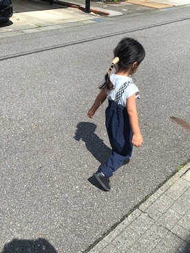 「BRANSHES（ブランシェス）のアイテム（オールインワン・サロペット）」を使った、ne-shiさん（キッズ・100cm）の夏コーディネート