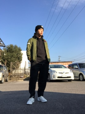 「タバコ」｜「アイテム（ジャケット/アウター）」を使った、abekatsuさん（メンズ・172cm）の冬コーディネート