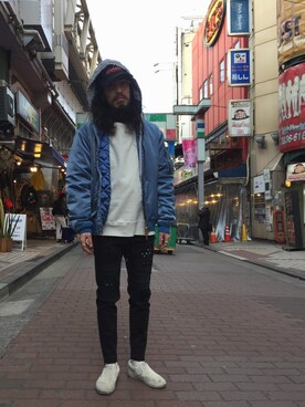 「surt（サート）のアイテム（ブルゾン）」を使った、souyaさん（メンズ・172cm）の冬コーディネート