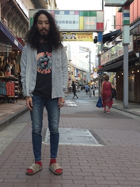 「YANUK（ヤヌーク）のアイテム（トップス）」を使った、souyaさん（メンズ・172cm）の夏コーディネート