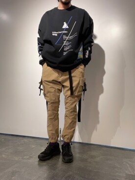 「B'2nd（ビーセカンド）のアイテム（スウェット）」を使った、souyaさん（メンズ・172cm）の冬コーディネート