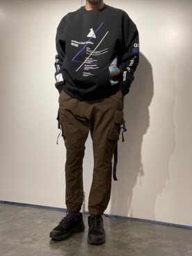 「B'2nd（ビーセカンド）のアイテム（スウェット）」を使った、souyaさん（メンズ・172cm）の冬コーディネート