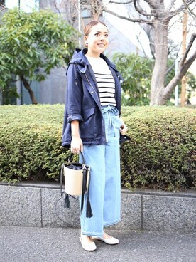 「green label relaxing（グリーンレーベルリラクシング）のアイテム（モッズコート）」を使った、Kitamuraさん（レディース・168cm）の冬コーディネート