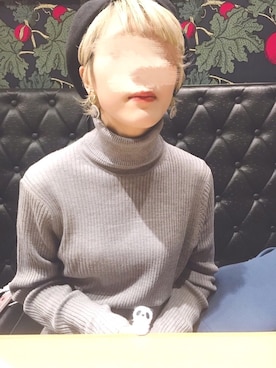 「カフェ」｜「アイテム（ハンチング/ベレー帽）」を使った、は な みさん（レディース・160cm）の冬コーディネート