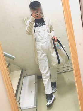 「archives（アルシーヴ）のアイテム（オールインワン・サロペット）」を使った、まはろさん（レディース・159cm）の秋コーディネート