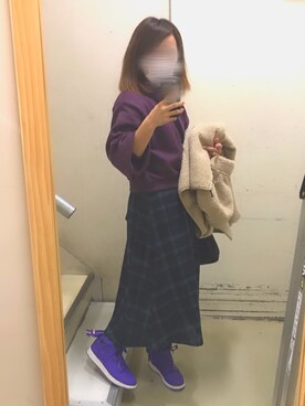 「仕事コーデ」｜「アイテム（その他アウター）」を使った、まはろさん（レディース・159cm）の冬コーディネート