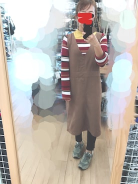 「SEVENDAYS=SUNDAY（セブンデイズサンデイ）のアイテム（ジャンパースカート）」を使った、まはろさん（レディース・159cm）の秋コーディネート