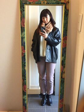 「アイテム（ブルゾン）」を使った、ぽっとこさん（レディース・160cm・30代）の冬コーディネート