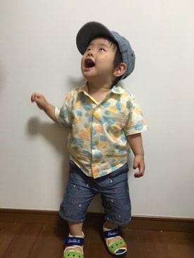 「MIKI HOUSE（ミキハウス）のアイテム（サンダル）」を使った、hinaさん（キッズ・80cm）の夏コーディネート