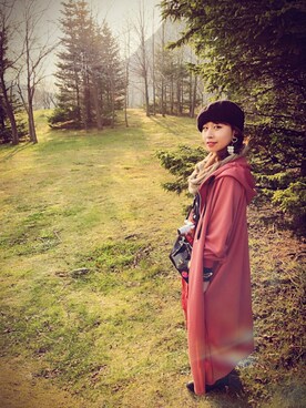 「アイテム（モッズコート、ピンク系）」を使った、Izumi Hungさん（レディース・162cm）の秋コーディネート