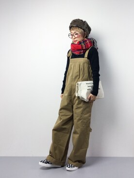 「mimis（ミイーミイーズ）のアイテム（帽子）」を使った、ひいこさん（レディース・154cm）の冬コーディネート