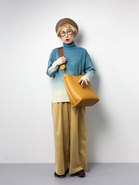 「金髪」｜「アイテム（ハンチング/ベレー帽）」を使った、ひいこさん（レディース・154cm）の冬コーディネート
