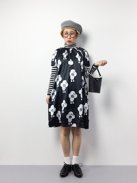 「金髪」｜「アイテム（ハンチング/ベレー帽）」を使った、ひいこさん（レディース・154cm）の冬コーディネート