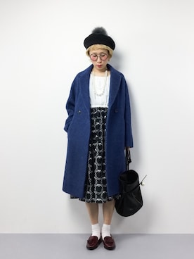 「タッセルローファー」｜「アイテム（チェスターコート）」を使った、ひいこさん（レディース・154cm）の冬コーディネート