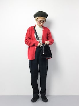 「ADAM ET ROPE'（アダムエロペ）のアイテム（ハンチング/ベレー帽）」を使った、ひいこさん（レディース・154cm）の冬コーディネート