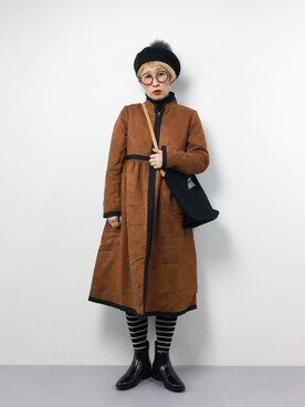 「金髪」｜「アイテム（ダウンジャケット/コート）」を使った、ひいこさん（レディース・154cm）の冬コーディネート