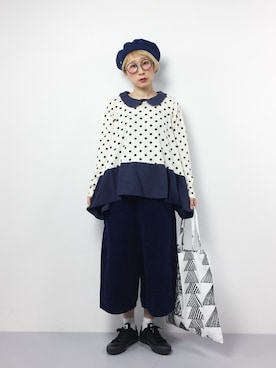 「金髪」｜「アイテム（ハンチング/ベレー帽）」を使った、ひいこさん（レディース・154cm）の冬コーディネート