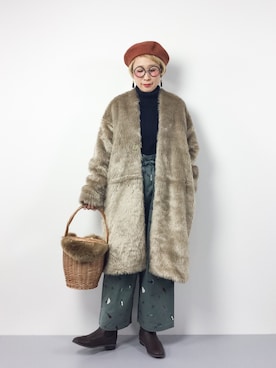 「JOURNAL STANDARD relume（ジャーナルスタンダード　レリューム）のアイテム（ハンチング/ベレー帽）」を使った、ひいこさん（レディース・154cm）の冬コーディネート