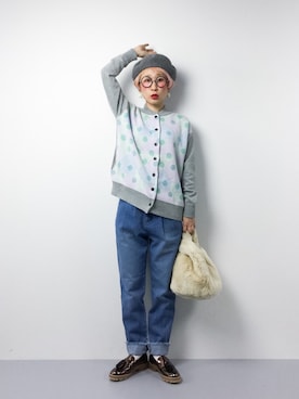 「金髪」｜「アイテム（ブルゾン）」を使った、ひいこさん（レディース・154cm）の冬コーディネート