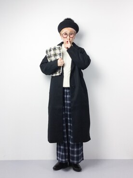 「コクーンコート」｜「アイテム（チェスターコート）」を使った、ひいこさん（レディース・154cm）の冬コーディネート