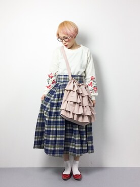 「タータンチェック」｜ひいこさん（レディース・154cm）の冬コーディネート