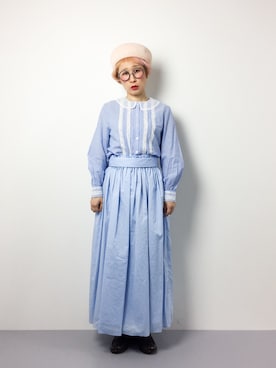 「ウエストイン」｜「アイテム（ハンチング/ベレー帽）」を使った、ひいこさん（レディース・154cm）の冬コーディネート