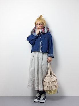 「タータンチェック」｜「アイテム（シャツワンピース）」を使った、ひいこさん（レディース・154cm）の冬コーディネート