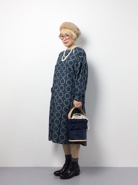 「金髪」｜「アイテム（ハンチング/ベレー帽）」を使った、ひいこさん（レディース・154cm）の冬コーディネート