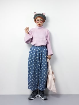 「ネコミミ」｜「アイテム（ハンチング/ベレー帽）」を使った、ひいこさん（レディース・154cm）の冬コーディネート