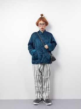 「I am I in fact...（アイアムアイインファクト）のアイテム（ナイロンジャケット）」を使った、ひいこさん（レディース・154cm）の冬コーディネート