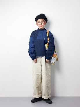 「MERLOT（メルロー）のアイテム（チノパンツ）」を使った、ひいこさん（レディース・154cm）の冬コーディネート