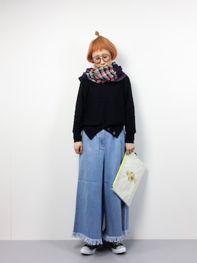 「mercibeaucoup,（メルシーボークー）のアイテム（ニット/セーター）」を使った、ひいこさん（レディース・154cm）の冬コーディネート