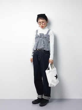 「ロールアップ」｜「アイテム（キャミソール）」を使った、ひいこさん（レディース・154cm）の春コーディネート