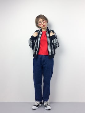 「カットオフ」｜「アイテム（ブルゾン）」を使った、ひいこさん（レディース・154cm）の春コーディネート