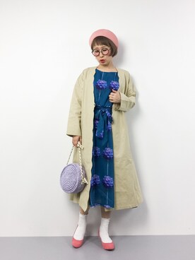 「スカラップ」｜「アイテム（その他アウター）」を使った、ひいこさん（レディース・154cm）の春コーディネート