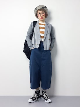 「DUL DE VERRE（ダルデベール）のアイテム（テーラードジャケット）」を使った、ひいこさん（レディース・154cm）の春コーディネート